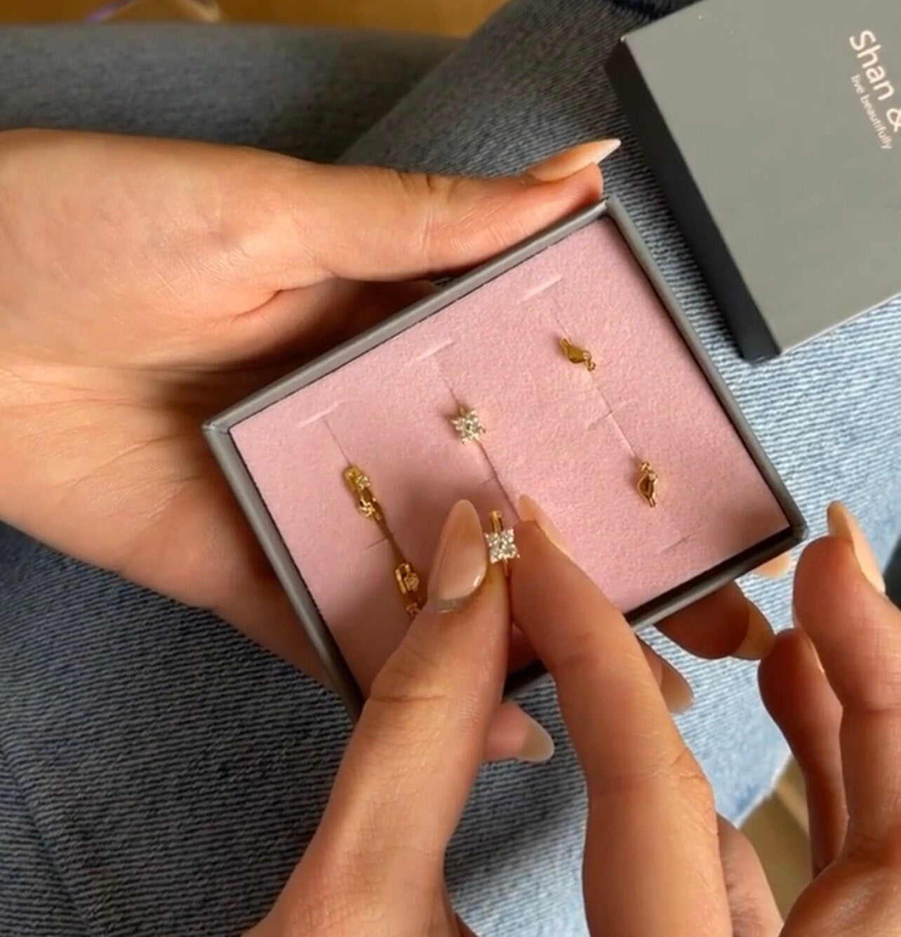 Sterling Silver Sapphire CZ Huggie Earrings • Minimalist Dainty Hoops • Wedding Bridesmaid Blue CZ Pave Tiny Hoops Earrings Gift for Her