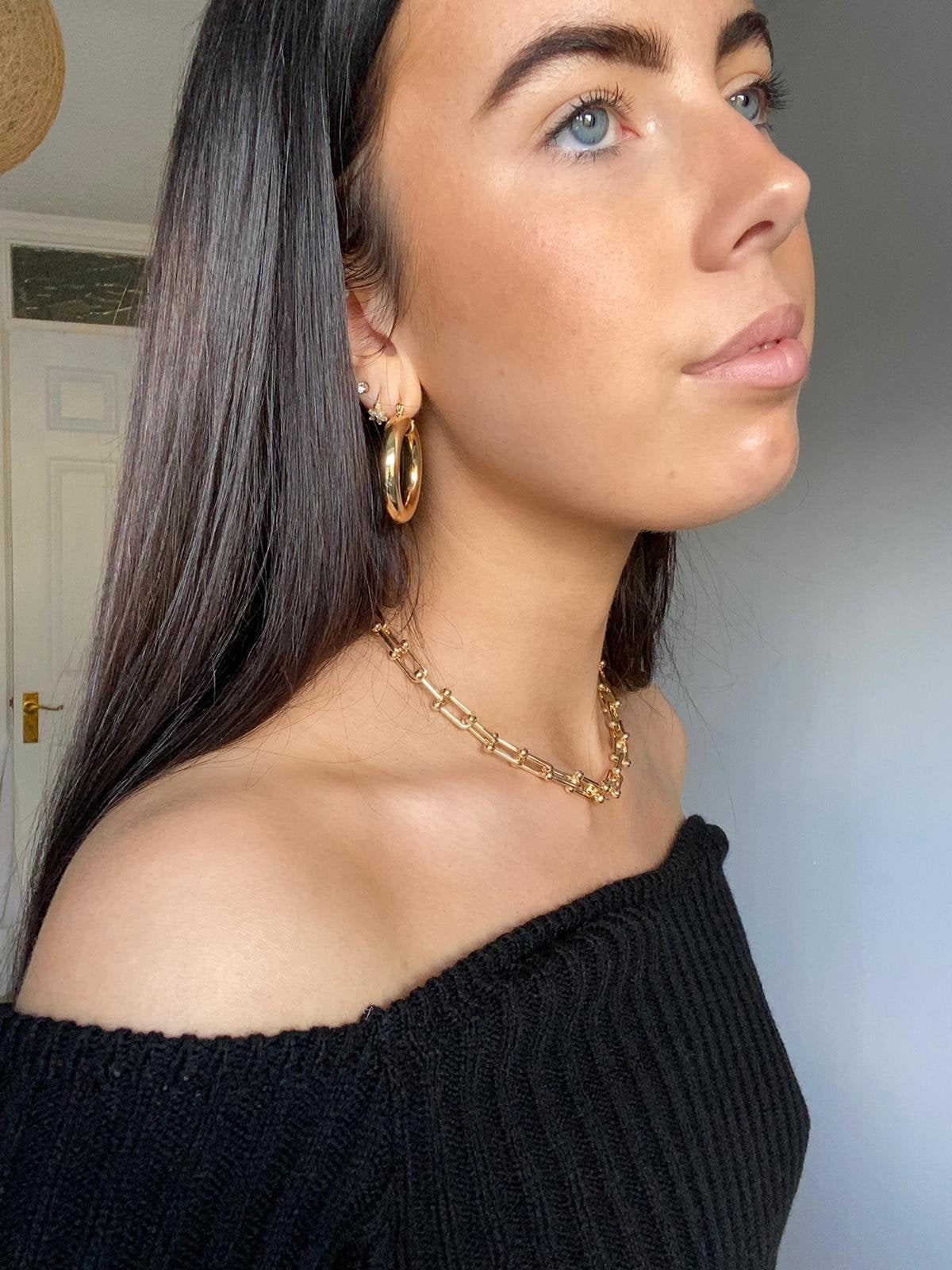 Link Chain Necklace and Bracelet, Gold Chain Bracelet, Chunky Paperclip Necklace, Gold Link Bracelet, Gold Bracelet Women With Gift Box