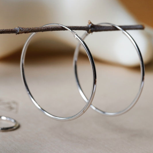 Sterling Silver Simple Hoop Earrings, Large Medium Small Minimalist Hoops in Gold & Silver, Gift for Her, Sleeper Earrings, Big Gold Hoop
