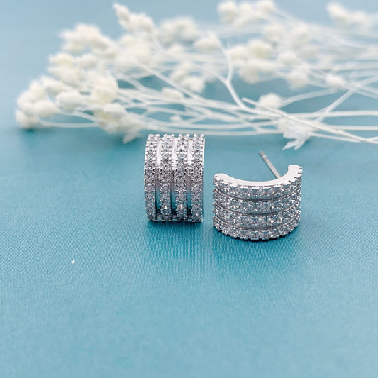 Open Hoop Studs Earring of Shan & Co, Crystal Stud Earrings, Matching Set, Gift for Her, Valentines Day Gift for her - Gift Wrapped.