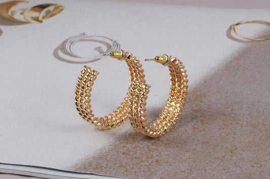 Gold Retro Twisted Chunky Hoops Earrings of Shan & Co / Statement Thick Hoop Earring/Minimalist Gold Earring / Valentines Gift for Her